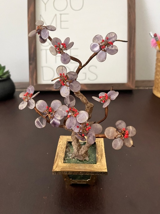 Handmade Other - VTG Purple Gem Blossom Bonsai Accent Tree